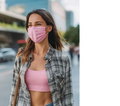 Imagem de Mascara Descartavel Rosa Tripla Com Elastico C/ 50 - Talge