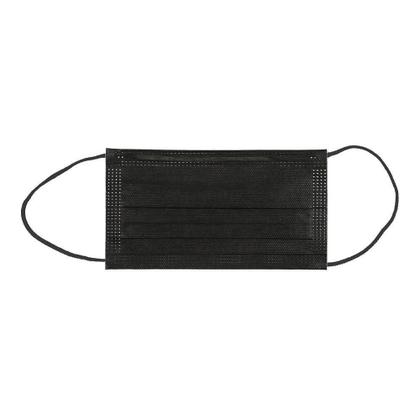 Imagem de Máscara Descartável Tripla Camada Preta Máxima Proteção Para Boca E Nariz Com Elástico Preto E Clip Nasal