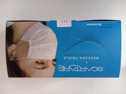 Imagem de Máscara Descartável Tripla de Proteção Facial com Clips e Elásticos c/ 50un