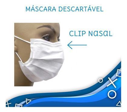 Imagem de Máscara Descartável Tripla de Proteção Facial com Clips e Elásticos c/ 50un