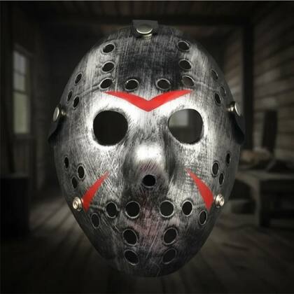 Imagem de Máscara Do Jason Sexta Feira 13 Luxo Metalizada Prata Halloween Cosplay Festas