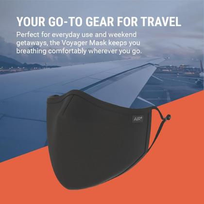 Imagem de Máscara facial AIR+ reutilizável em várias camadas, lavável, preta, grande