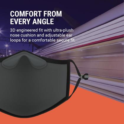 Imagem de Máscara facial AIR+ reutilizável em várias camadas, lavável, preta, grande