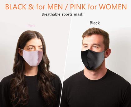 Imagem de Máscara facial Borgasets, reutilizável, ajustável, respirável, rosa, pacote com 2 unidades