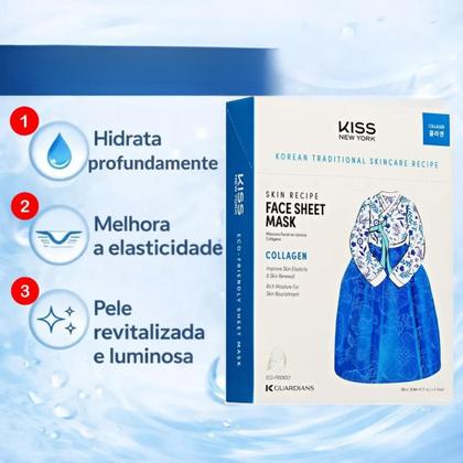 Imagem de Máscara facial coreana kiss new york collagen colágeno