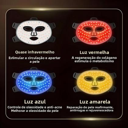 Imagem de Máscara Facial De Terapia Com Luz LED Anti-Envelhecimento 4 Cores Rejuvenescimento Da Pele Uso