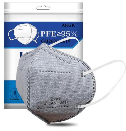 Imagem de Máscara facial KN95 akgk, proteção respirável, 50 unidades, cinza