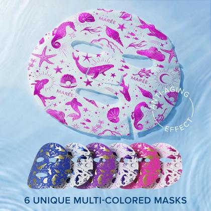 Imagem de Máscara facial MAREE de colágeno com ácido hialurônico, pacote com 2 unidades, 12 quilates