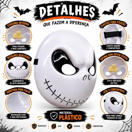 Imagem de Máscara Halloween Jack Skellington Estranho Mundo de Jack pra Fantasia Cosplay Dia das Bruxas
