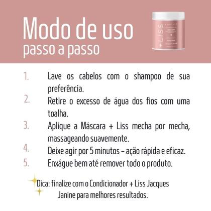 Imagem de Máscara Hidratação Tratamento Creme Antifrizz Lisos Alisados Hair Care Liss Jacques Janine 400g