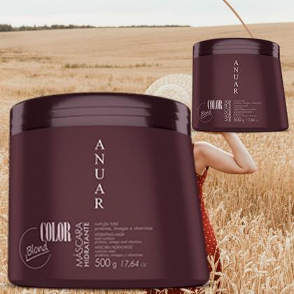 Imagem de Máscara Hidratante Cabelos Loiros  e com Luzes Color Blond 500g - Anuar