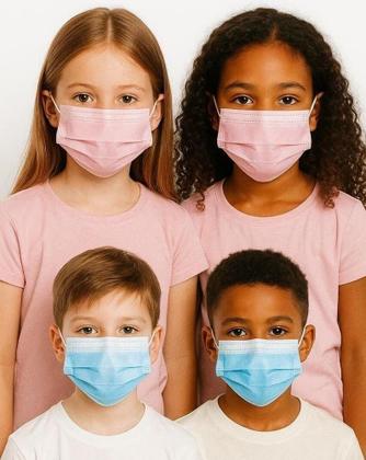 Imagem de Máscara Infantil Tnt Descartável Tripla C Elástico Azul 100U