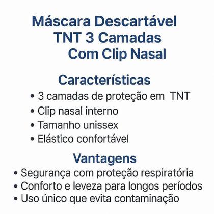 Imagem de Máscara Infantil Tnt Descartável Tripla C Elástico Azul 100U