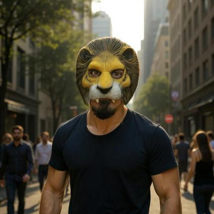 Imagem de Máscara Leãozinho Metade do rosto de Látex com Elástico