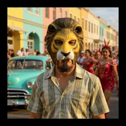 Imagem de Máscara Leãozinho Metade do rosto de Látex com Elástico