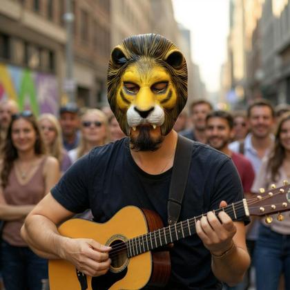 Imagem de Máscara Leãozinho Metade do rosto de Látex com Elástico
