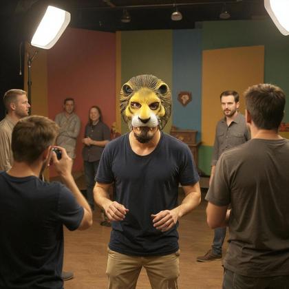 Imagem de Máscara Leãozinho Metade do rosto de Látex com Elástico