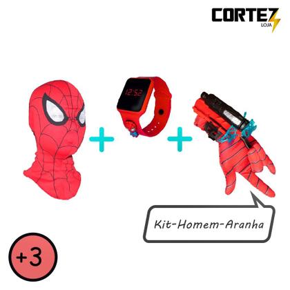 Imagem de Máscara, luva lança-dardos e relógio digital touch infantil Homem-Aranha