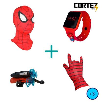 Imagem de Máscara, luva lança-dardos e relógio digital touch infantil  Homem-Aranha - SMACTUDO