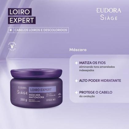 Imagem de Máscara Matizadora Loiro Expert Desamareladora Violeta Platinado Hidratação 250g Eudora Siàge