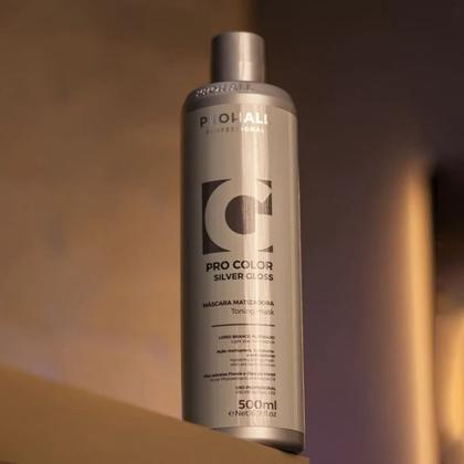 Imagem de Máscara Matizadora Silver Gloss Efeito Loiro Branco 500ML Prohall Professional com 2 Sachês de Brinde