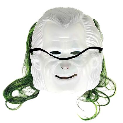 Imagem de Máscara Plástica Coringa com Cabelo - Halloween Palhaço Cosplay Fantasia Carnaval