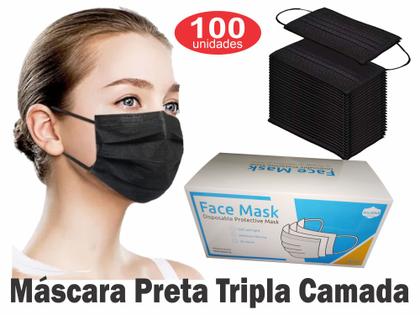 Imagem de Máscara Preta Tripla Camada Com Filtro ( 1Cx )