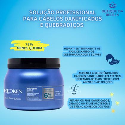 Imagem de Máscara Profissional Força e Reparação Intensa Redken Extreme - Cabelos Danificados