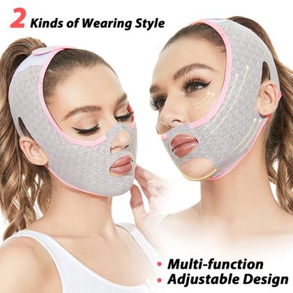 Imagem de Máscara redutora de queixo Pirlox V Line, cinto de elevação facial, pacote com 2 unidades