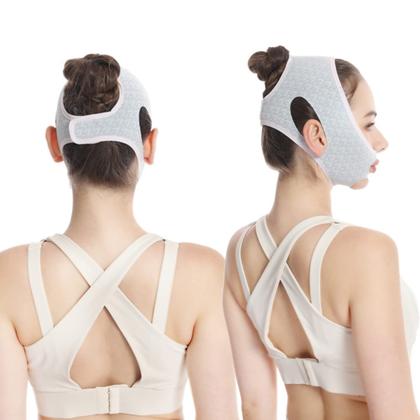 Imagem de Máscara redutora de queixo Pirlox V Line, cinto de elevação facial, pacote com 2 unidades