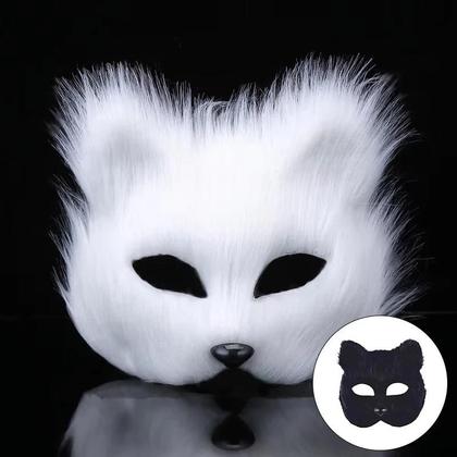 Imagem de Máscara Sexy De Olho De Raposa Para Halloween, Máscara De Animal De Meio Rosto Com Pelo De Gato Para