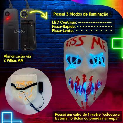 Imagem de Mascara the purge kiss me com led fantasia festa Adulto