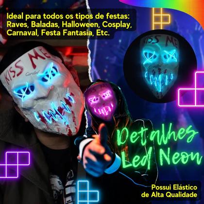 Imagem de Mascara the purge kiss me com led fantasia festa Adulto