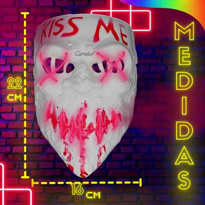 Imagem de Mascara the purge kiss me com led fantasia festa Adulto