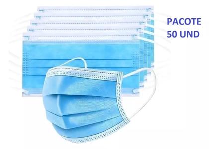 Imagem de Máscara Tnt Tripla Com Elástico Azul 50 Unidades