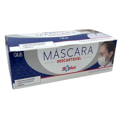 Imagem de Máscara Tripla Descartável Branca Ssplus 3 Caixas com 50 Unidades Cada