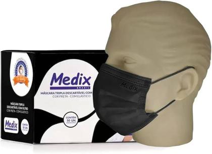 Imagem de Máscara Tripla Descartável Com Filtro (BFE) Preta - Cx 50un