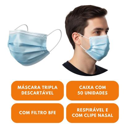 Imagem de Máscara Tripla Descartável Com Filtro Caixa 50un Medix