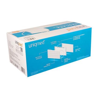 Imagem de Máscaras descartáveis tripla clipe nasal kit 250un uniqmed