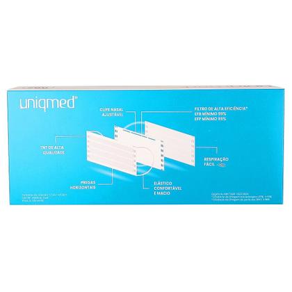 Imagem de Máscaras descartáveis tripla clipe nasal kit 250un uniqmed