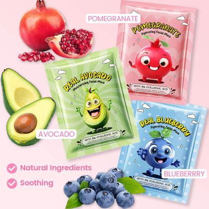 Imagem de Máscaras Faciais Kaely Fruit para Crianças - Kit com 6 Unidades