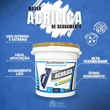 Imagem de Massa Acrílica Impermeável Parede Interno Externo 4 kg