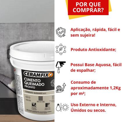 Imagem de Massa Cimento Queimado Pronto Para Uso Interno e Externo Ceramfix 5kg