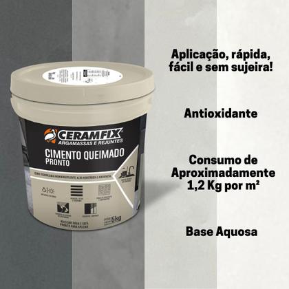 Imagem de  Massa Com Efeito Cimento Queimado Ceramfix 5kg