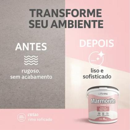 Imagem de Massa De Efeito Mármore Realista Ltshiner Marmorite Piso 4kg Cor Branco