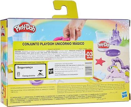 Imagem de Massa de Modelar PlayDoh Mundo Mágico dos Unicórnios, 3 Potes de Massinha F3616 Hasbro, Rosa, amarelo, roxo e azul