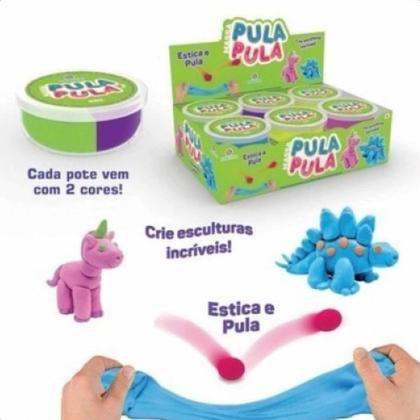 Imagem de Massa De Modelar Pula Pula Seguro Elástico E Macio Cores Sortidas Aleatórias +De 3 Anos Brinquedo Polibrinq - SL3013
