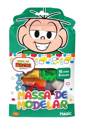 Imagem de Massa De Modelar Turma Da Mônica 12 Cores + 2 Moldes 120g