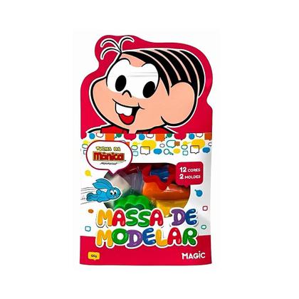 Imagem de Massa De Modelar Turma Da Mônica 12 Cores + 2 Moldes 120g