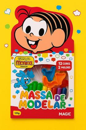 Imagem de Massa De Modelar Turma Da Mônica 12 Cores + 2 Moldes 120g